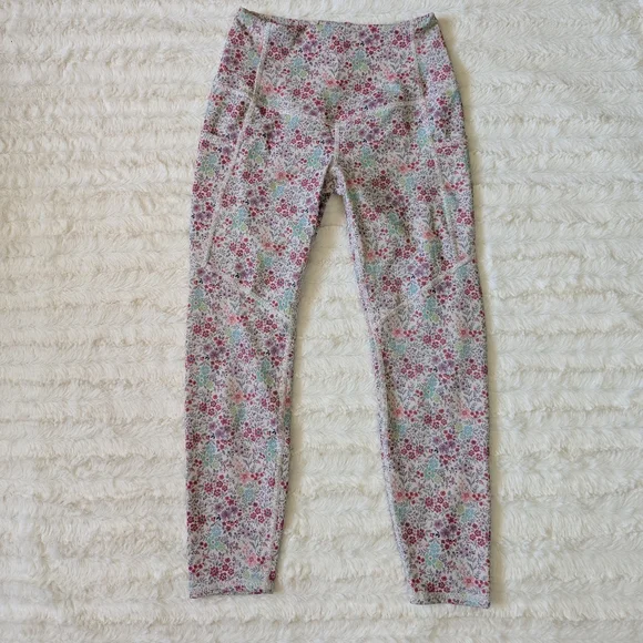 Evolution and Creation Cropped Pink Floral Leggings - Picture 1 of 3
